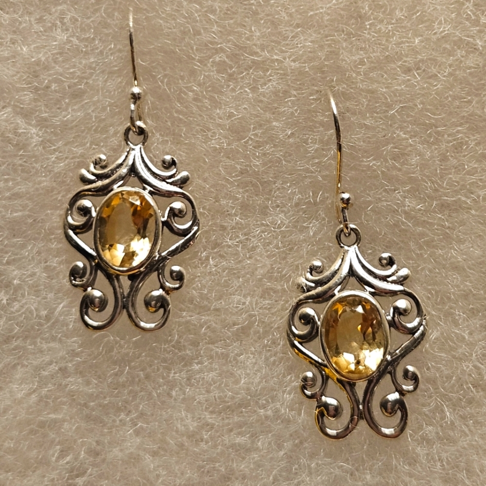 EARRINGS Silver .925 Smokey Quartz Citrine GENUINE